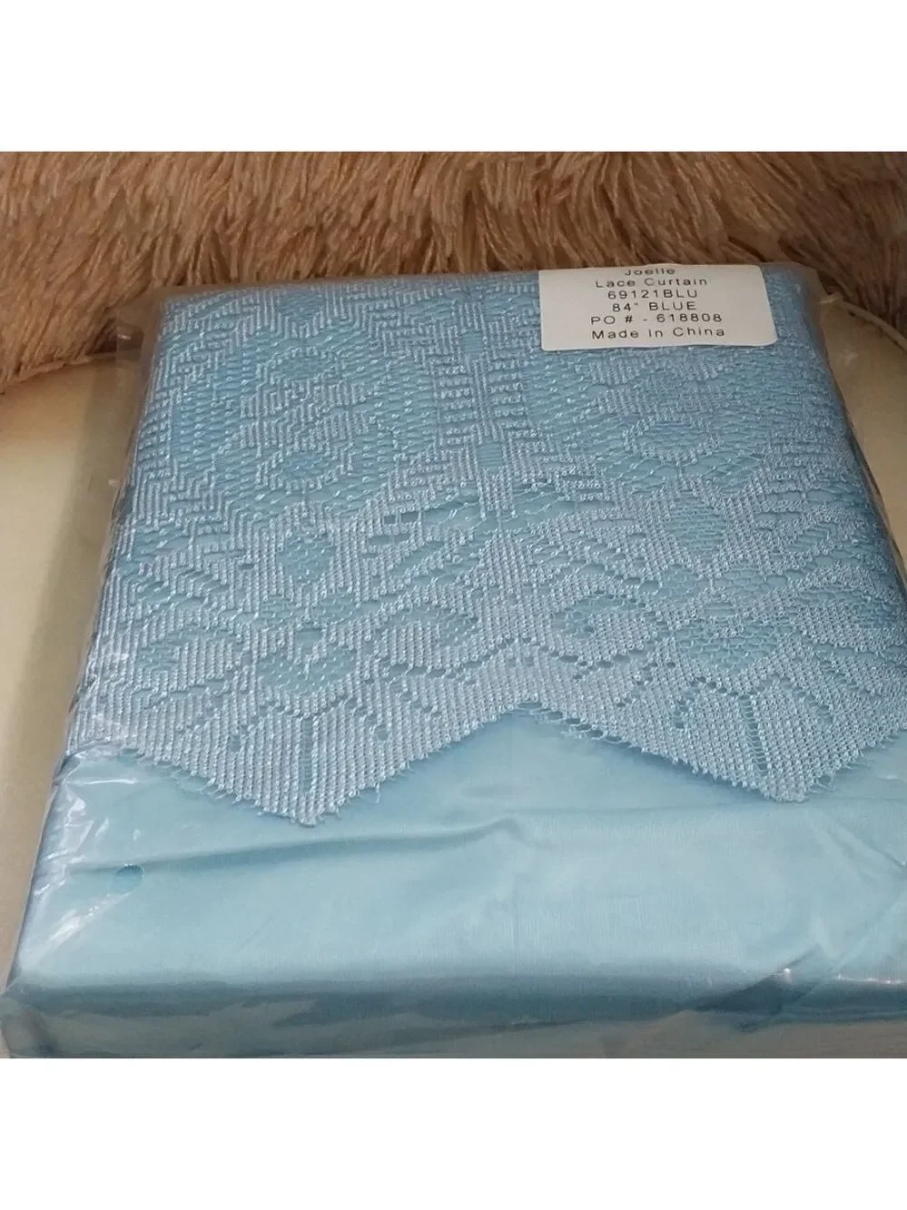 Joelle Blue Lace Curtains 1Pair NWT Size 54WX84L